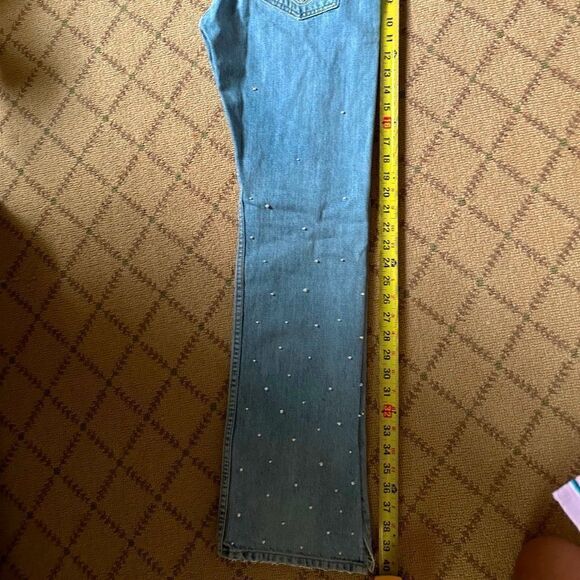 Jonathan Simkhai Embellished Pearl / Beaded distressed jeans NWOT 25 - Picture 9 of 12